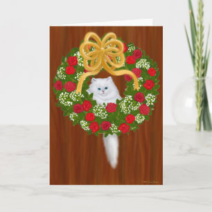Kerstkrans Kitten Kaart