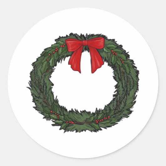 Kerstkrans Klassiek Ronde Sticker (Voorkant)