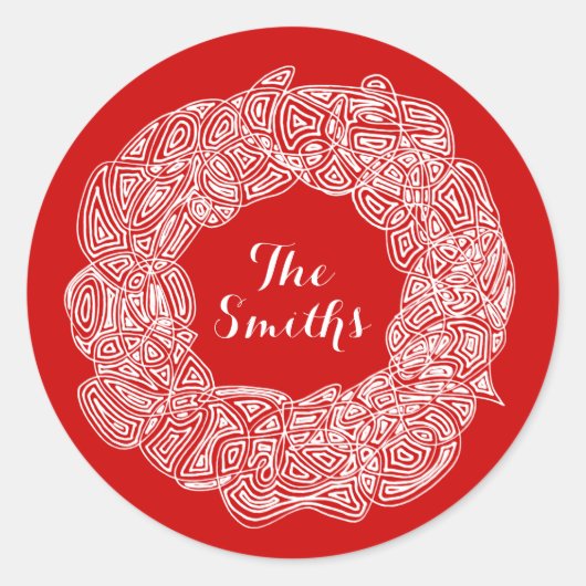 Kerstkrans Klassieke Ronde Sticker (Voorkant)