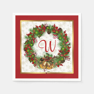 Kerstkrans, klokken, heilige Monogram Servetten