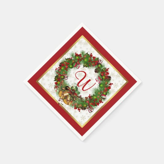 Kerstkrans, klokken, heilige Monogram Servetten (Hoek)