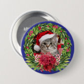 Kerstkrans Knop met Lapjeskat Ronde Button 7,6 Cm (Voorkant /achterkant)