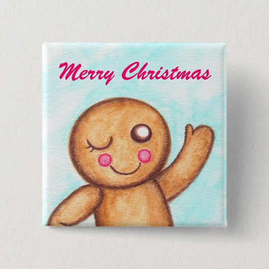 Kerstkrans Knop Vierkante Button 5,1 Cm (Voorkant)