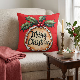 Kerstkrans Koekje met Hulst Bessen Rood Kussen