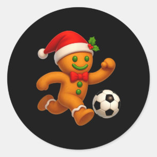 Kerstkrans Koekje Speelt Voetbal Prettig Kerstfees Ronde Sticker
