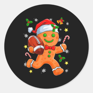 Kerstkrans Koekje Speelt Voetbal Prettig Kerstmis Ronde Sticker