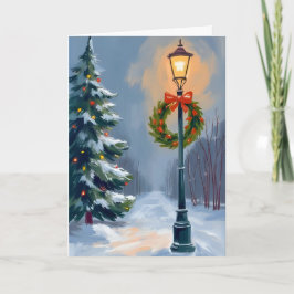 Kerstkrans Lichtpaal Boom Feestdagen Kaart
