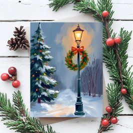 Kerstkrans Lichtpaal Boom Feestdagenkaart