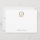Kerstkrans lint Sinaasappels Monogram Notitiekaartje (Voorkant)