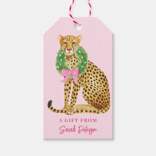 Kerstkrans Luipaard Cadeaulabel (Voorkant)