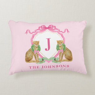 Kerstkrans Luipaard Crest Monogram  Accent Kussen
