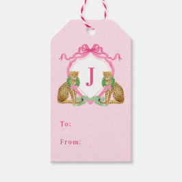 Kerstkrans Luipaard Crest Monogram Cadeaulabel