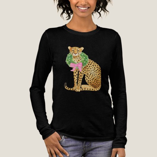 Kerstkrans Luipaard Tri-Blend Shirt (Voorkant)