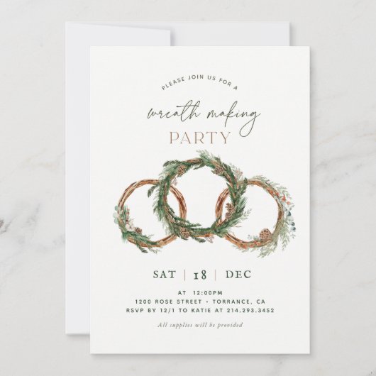 Kerstkrans Maak Feestje Kaart (Voorkant)