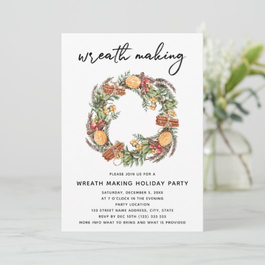 Kerstkrans Maakfeest Rood Geruit Kaart (Staand voorkant)