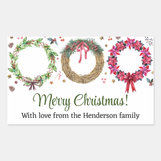 Kerstkrans Making Holiday Party Rechthoekige Sticker (Voorkant)