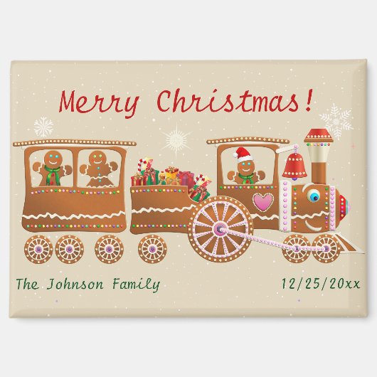 Kerstkrans Merry Christmas Express Trein Cartoon Magneet (Voorkant)