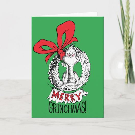 Kerstkrans Merry Grinchmas Grinch Kaart (Voorkant)