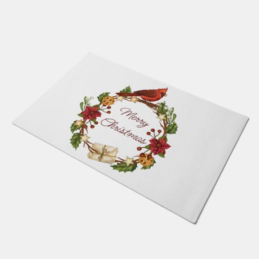 Kerstkrans met aangepaste tekst  deurmat (Schuin)