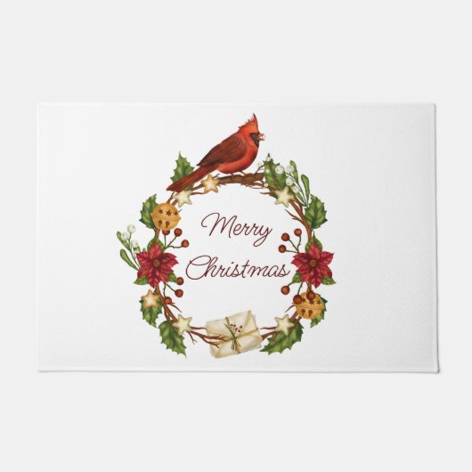 Kerstkrans met aangepaste tekst deurmat (Voorkant)