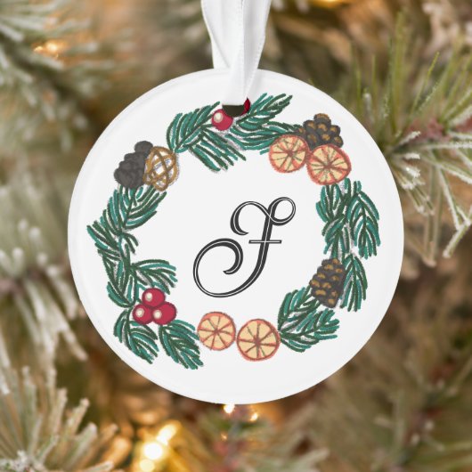 Kerstkrans met aanpasbaar initiaal ornament (Boom)