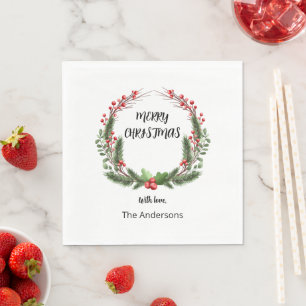 Kerstkrans met bessen diner servet