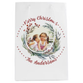 Kerstkrans met bessen foto medium cadeauzakje (Voorkant)