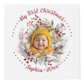 Kerstkrans met bessen, groen foto kubus (Rechts)