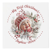 Kerstkrans met bessen, groen foto kubus (Voorkant)