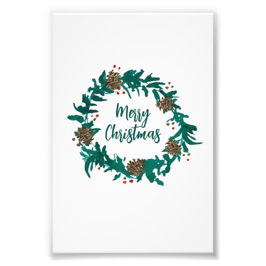 Kerstkrans met bessen Vrolijk kerstfeest Foto Afdruk (Voorkant)