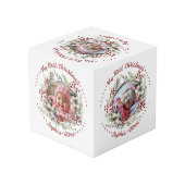 Kerstkrans met bloemen bessen foto kubus (Achter hoekig)