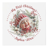 Kerstkrans met bloemen bessen foto kubus (Voorkant)