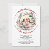 Kerstkrans met bloemen en bessen foto feestdagenkaart (Voorkant)