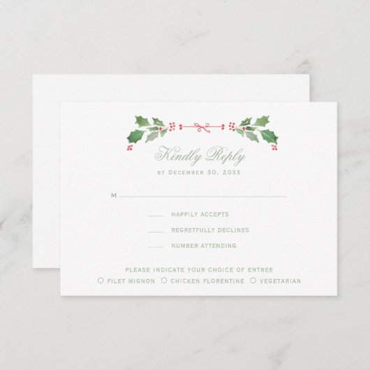 Kerstkrans met Candy Cane Bow Bedankkaart (Voorkant / Achterkant)