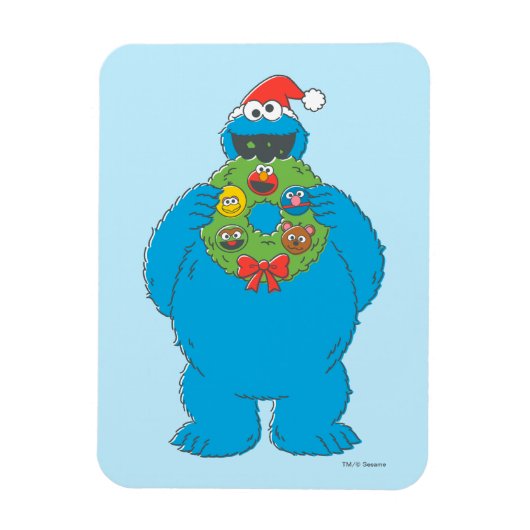 Kerstkrans met Cookie Monster uit het verleden Magneet (Verticaal)