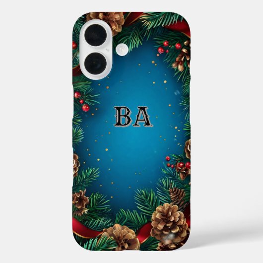 Kerstkrans met dennenappels Case-Mate iPhone case (Achterkant)