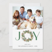 Kerstkrans met dennenappels JOY foto 4 Feestdagenkaart (Voorkant)