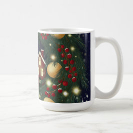 Kerstkrans met dennentakken koffiemok