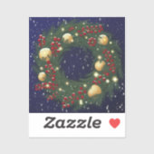 Kerstkrans met dennentakken sticker (Vel)