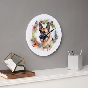 Kerstkrans met Duitse Herdershond Festieve Pup Grote Klok