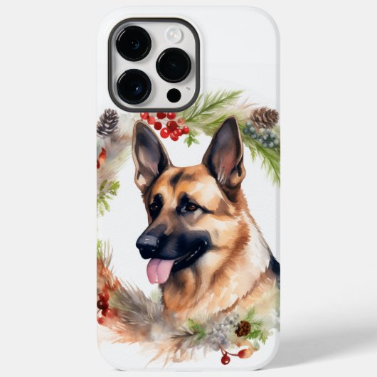 Kerstkrans met Duitse Herdershond Festieve Puppy Case-Mate iPhone Case (Achterkant)