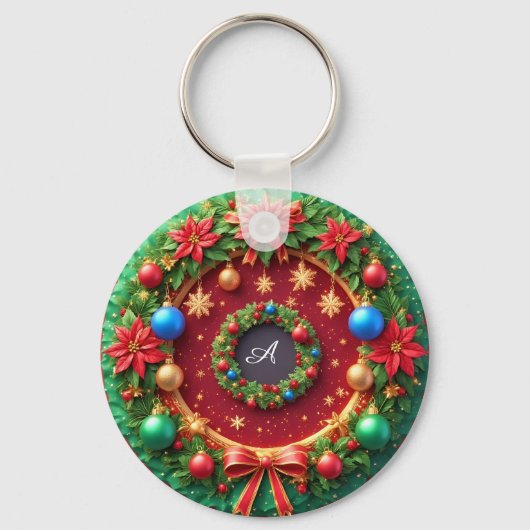 🎁Kerstkrans met eigen naam Kerstcadeau ✨ Sleutelhanger (Voorkant)