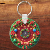 🎁Kerstkrans met eigen naam Kerstcadeau ✨ Sleutelhanger (Voorkant)
