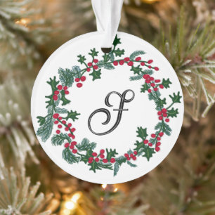 Kerstkrans met gepersonaliseerd initiaal ornament