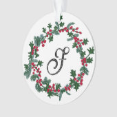 Kerstkrans met gepersonaliseerd initiaal ornament (voorkant)