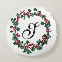 Kerstkrans met gepersonaliseerd initiaal rond kussen