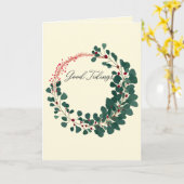 Kerstkrans met goede wensen kaart (Gele Bloem)