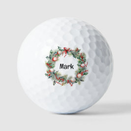 Kerstkrans met golfer naam golfballen