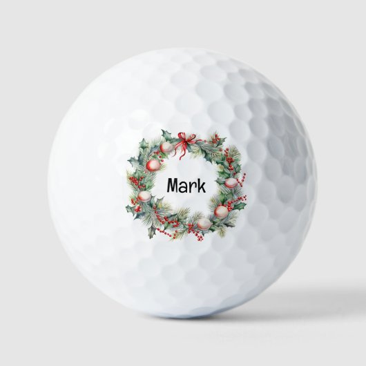 Kerstkrans met golfer naam golfballen (Voorkant)