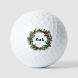 Kerstkrans met golfnaam golfballen